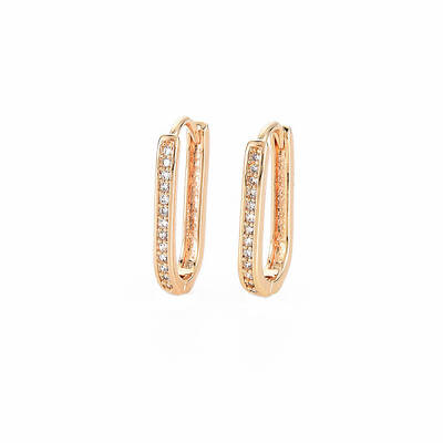 Clear Cubic Zirconia Oval Hoop Earrings