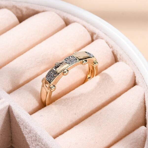 Brass Micro Pave Clear Cubic Zirconia Cuff Finger Rings for Women