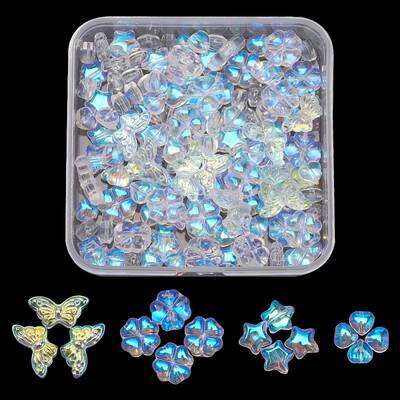 4 Style Electroplate Glass Beads
