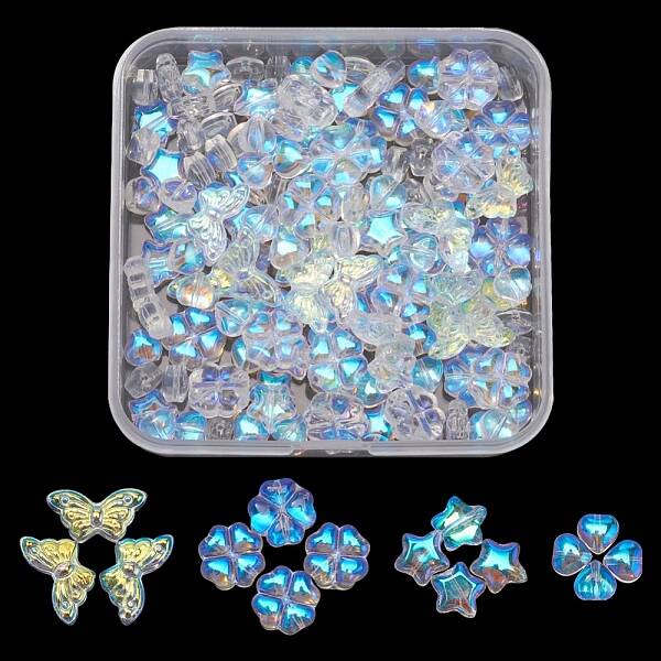 4 Style Electroplate Glass Beads