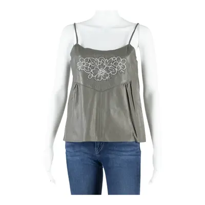 Leather Look Womens Camisole Vest Grey Sleeveless S