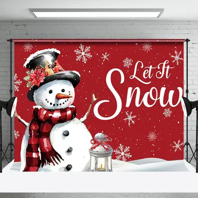 Aperturee Snowman Snowflake Let It Snow Christmas Backdrop - Aperturee