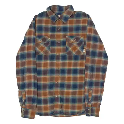 VANS Tailored Fit Mens Flannel Shirt Brown Check Long Sleeve S