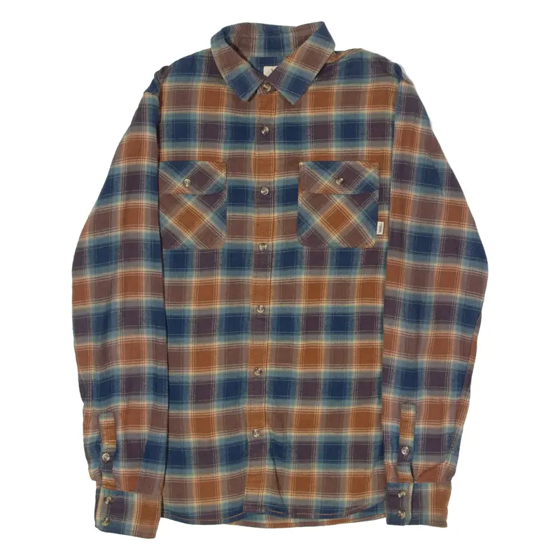 VANS Tailored Fit Mens Flannel Shirt Brown Check Long Sleeve S