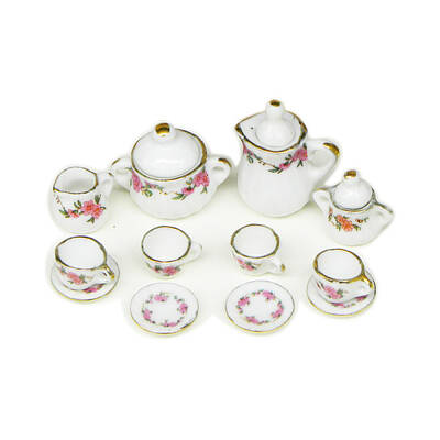 Porcelain Miniature Teapot and Cups Set Ornaments