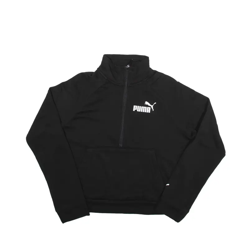 PUMA 1/4 Zip Sweatshirt Black High Neck Womens M
