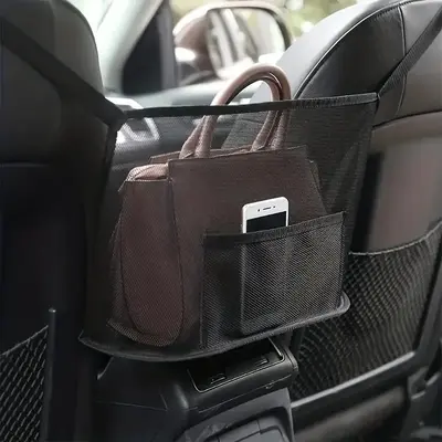 Car Seat Back Hanging Storage Bag, Car Seat Back Storage Mesh Bag With Pocket, Debris Storage Net Pocket, Car Interior Acces...