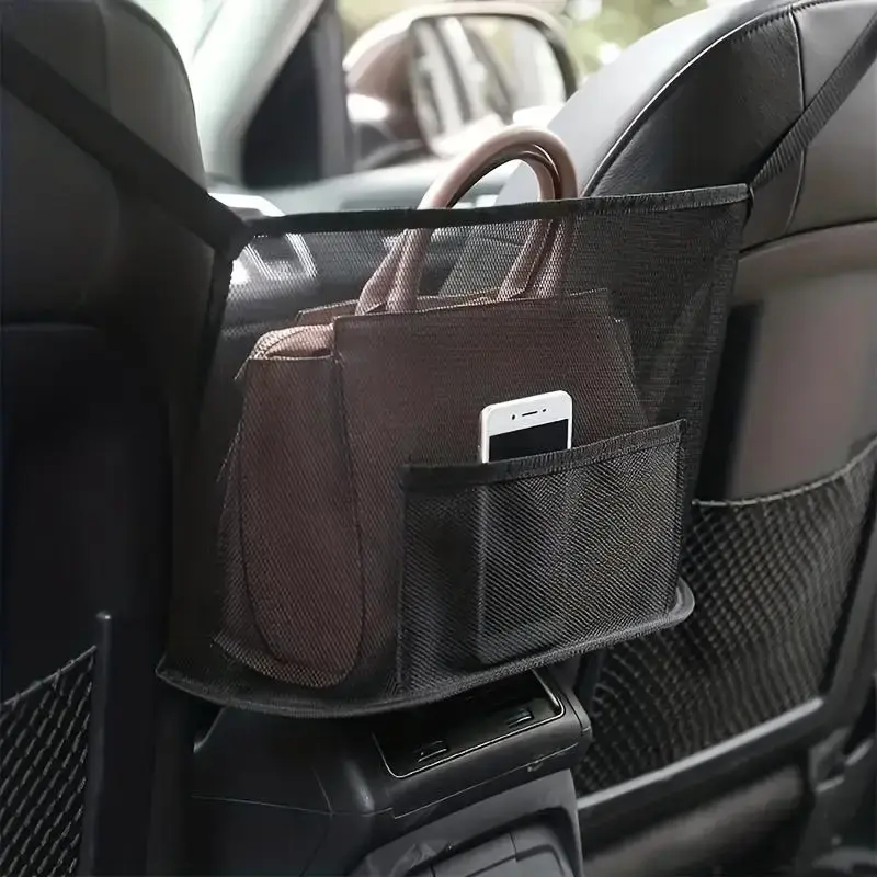 Car Seat Back Hanging Storage Bag, Car Seat Back Storage Mesh Bag With Pocket, Debris Storage Net Pocket, Car Interior Acces...