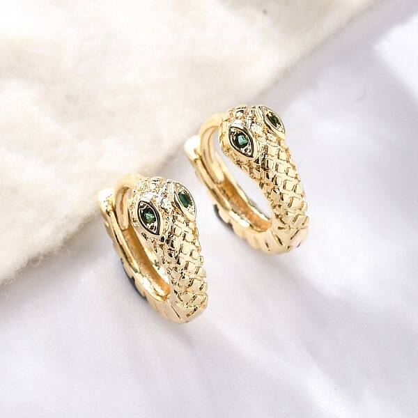 Brass Cubic Zirconia Hoop Earrings