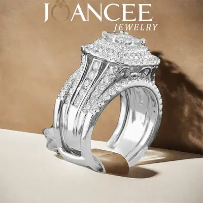 Princess Cut 925 Sterling Silver Jacket Bridal Daily Wear Wedding Ring Sets perfect gifts for Mother's Day, Birthday and Anni...