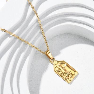 Abstract Face 304 Stainless Steel Pendant Necklaces