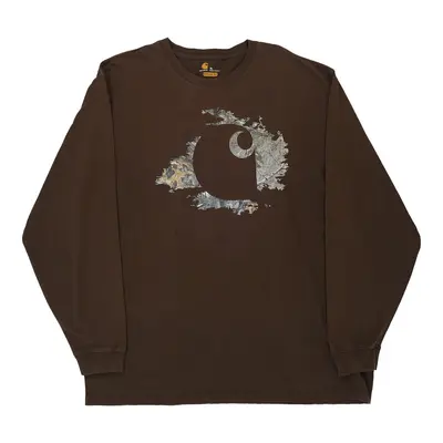 Carhartt Graphic Long Sleeve T-Shirt - XL Brown Cotton