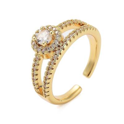 Brass Pave Cubic Zirconia Cuff Rings