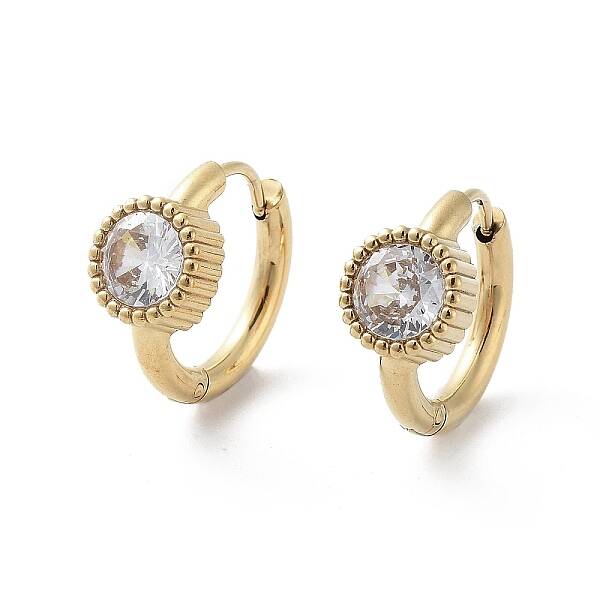 PVD Vacuum Plating 304 Stainless Steel Flat Round Hoop Earrings