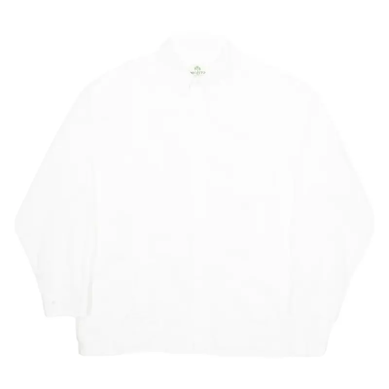 MOJITO COLLECTION Mens Plain Shirt White Linen Long Sleeve 2XL