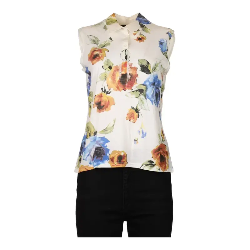 Dolce & Gabbana Floral Blouse - Large White Cotton Blend