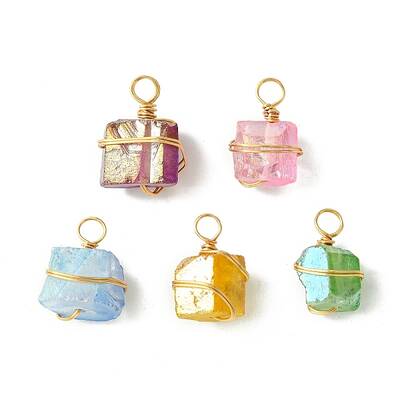 Electroplated Natural Quartz Copper Wire Wrapped Pendants