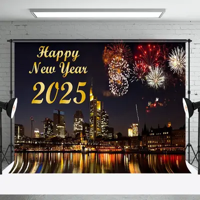 Aperturee Night City Scene Sparks Bloom 2025 New Year Backdrop