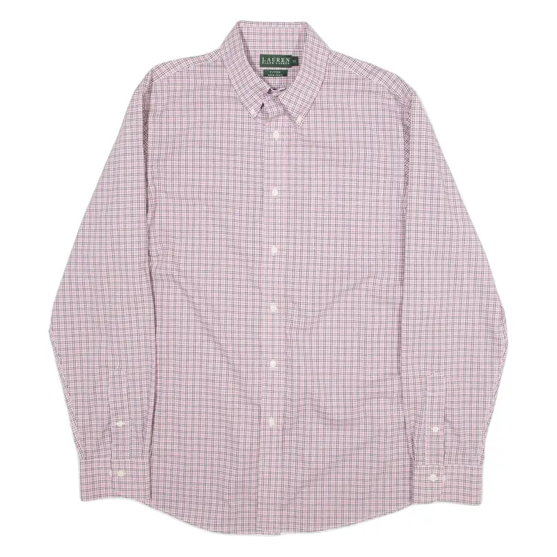 LAUREN RALPH LAUREN Fitted Mens Shirt Pink Check Long Sleeve L