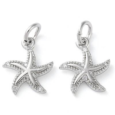 Rack Plating Brass Micro Pave Clear Cubic Zirconia Charms