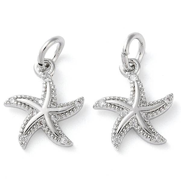 Rack Plating Brass Micro Pave Clear Cubic Zirconia Charms