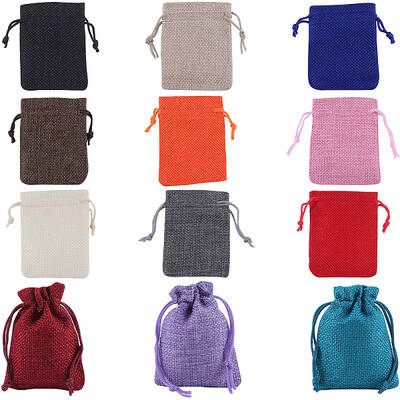 24Pcs 12 Colors Burlap Packing Pouches Drawstring Bags