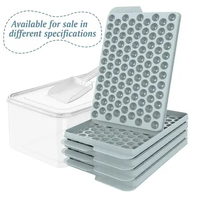 Plastic Ice Cube Tray, Multi-grid Round Ice Cube Mold, Ice Ball Mould with Container & Scoop, Ice Maker, Ice Tray for Freezer...