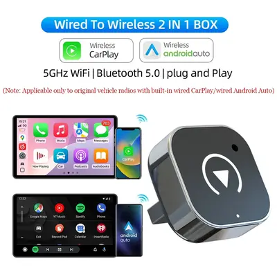 Wireless Car Adapter, Portable Wireless Adapter, Car Smart BT Connector for iPhone & Android Phone, Car Electronics Accessori...