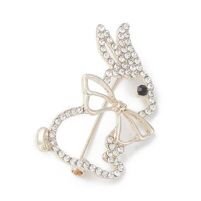 Rhinestone Hollow Rabbit Brooch