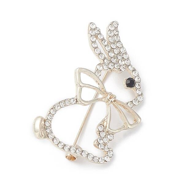 Rhinestone Hollow Rabbit Brooch