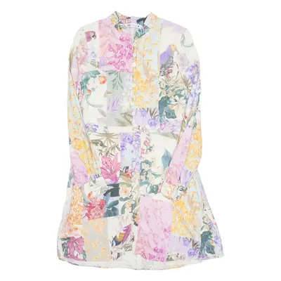 ZARA Button Up Womens Day Dress Pink Floral Long Sleeve Knee Length S