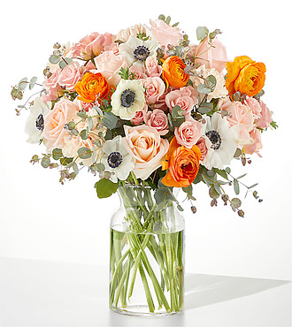 Touch of Honey Anemone Bouquet - Deluxe with Vase - FedEx