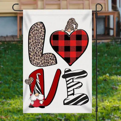 Love Cute Gnome Burlap Merry Christmas Garden Flag - Aperturee