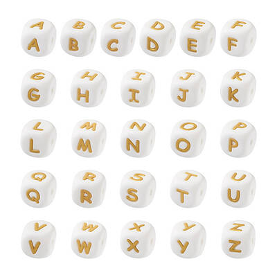 52Pcs 26 Style Food Grade Eco-Friendly Silicone Beads