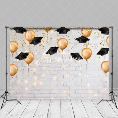 Hat Balloon Lights Brick Grad Backdrop For Photo - Aperturee
