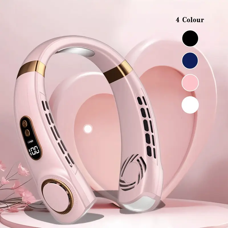 Portable Neck Fan, USB Rechargeable Neck Cooling Fan, Lightweight Neck Fan for Outdoor Sports, Office Learning and Yoga, Pers...