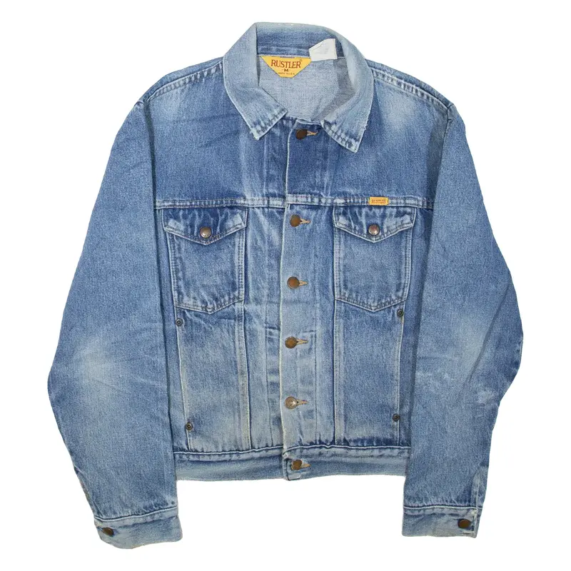 RUSTLER Mens Denim Jacket Blue M
