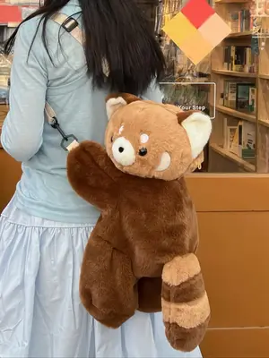 Women's Cute Raccoon Design Plush Crossbody Bag, Fashionable Animal Design Crossbody Bag for Daily Used, Casual Trendy Versat...