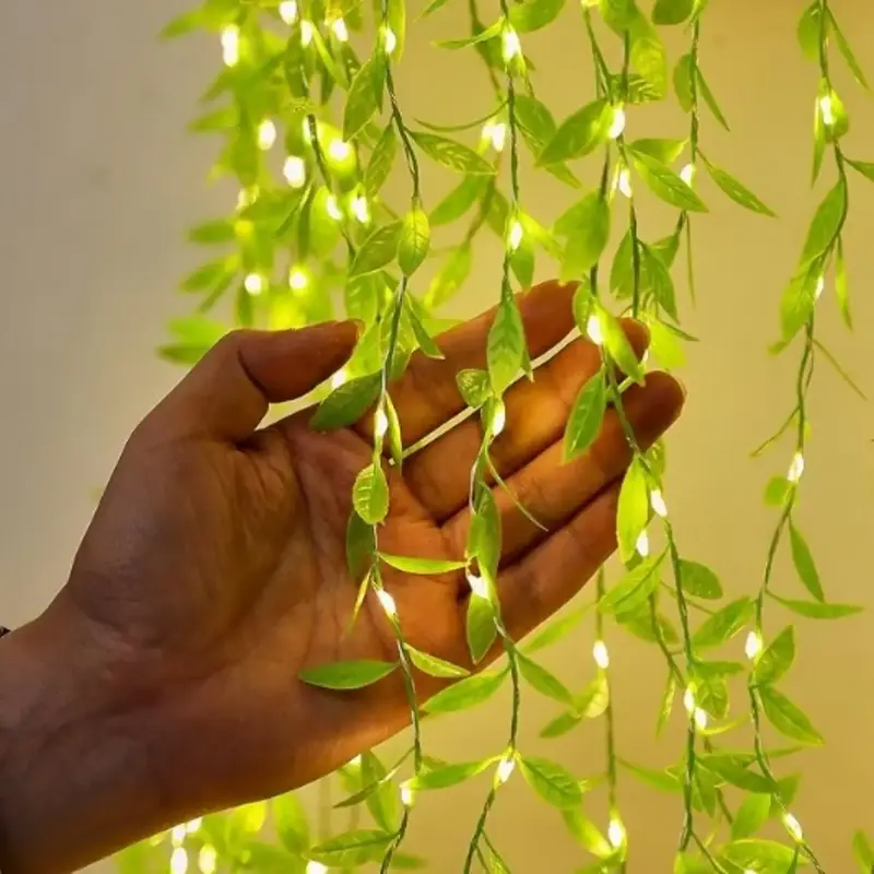 USB Powered Willow Leaf String Light, 100LED Atmosphere Light, Willow Leaf Fairy Light, Decorative Light for Christmas Tree, ...