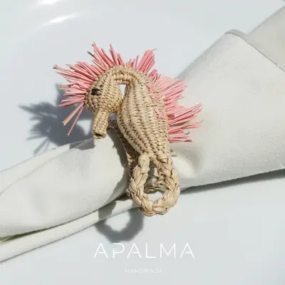 Seahorse Napkin Ring - Sold by Set | Pack: Pack of 6 | Color: Light Pink