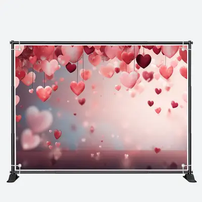Pendant Pink Red Heart Bokeh Valentines Day Backdrop - Aperturee
