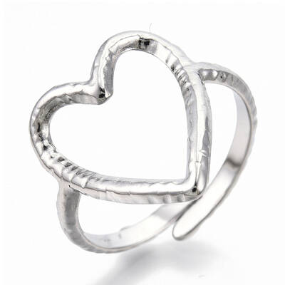 Non-Tarnish 304 Stainless Steel Heart Cuff Ring