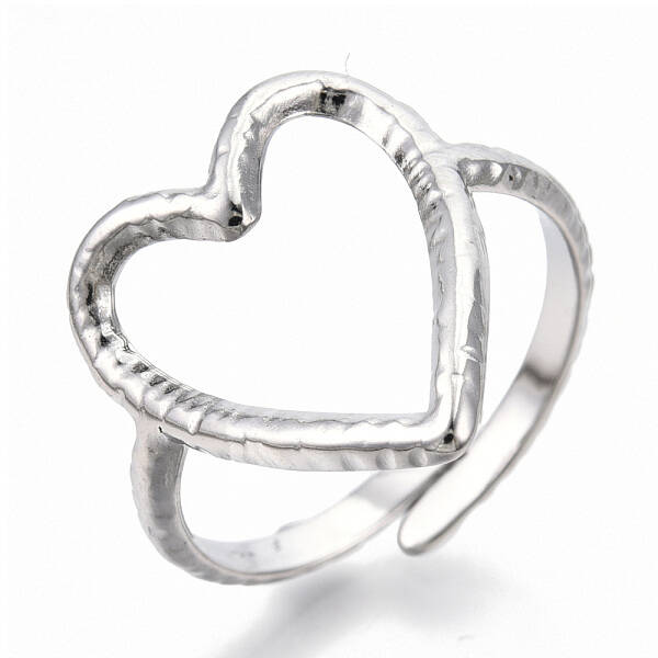 Non-Tarnish 304 Stainless Steel Heart Cuff Ring