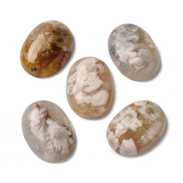 Natural Cherry Blossom Agate Cabochons
