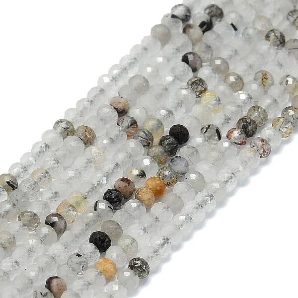 Natural Black Rutilated Quartz Beads Strands