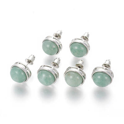 Natural Green Aventurine Stud Earrings