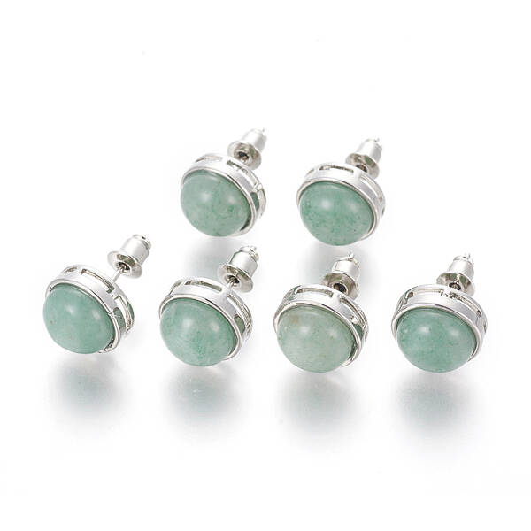 Natural Green Aventurine Stud Earrings