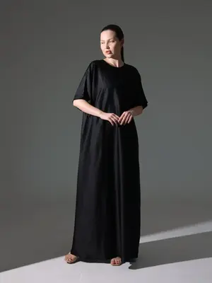 Silk Abaya Inner Slip Dress - Classic Black