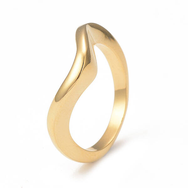Ion Plating(IP) 304 Stainless Steel Wave Finger Ring for Women