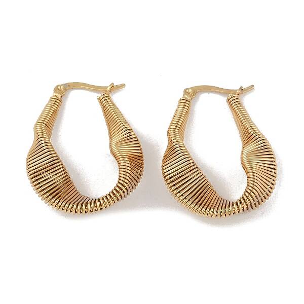 Ion Plating(IP) 201 Stainless Steel Textured Twist Hoop Earrings